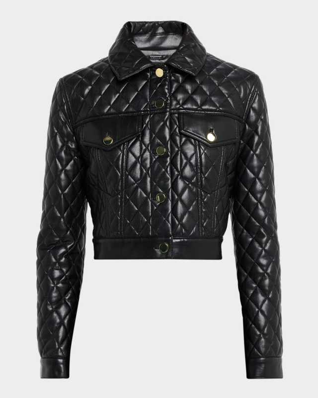 Chloe Quilted Vegan Leather Cropped Jacket